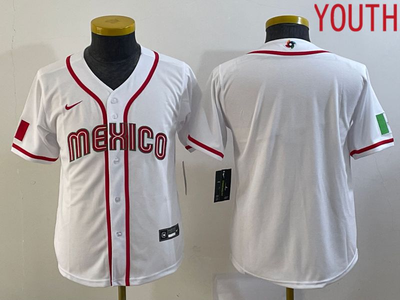 Youth 2023 World Cub Mexico Blank White Nike MLB Jersey7